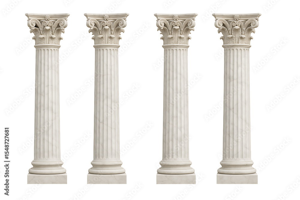 Obraz premium Set of Four Classic Marble Corinthian Columns on White Background