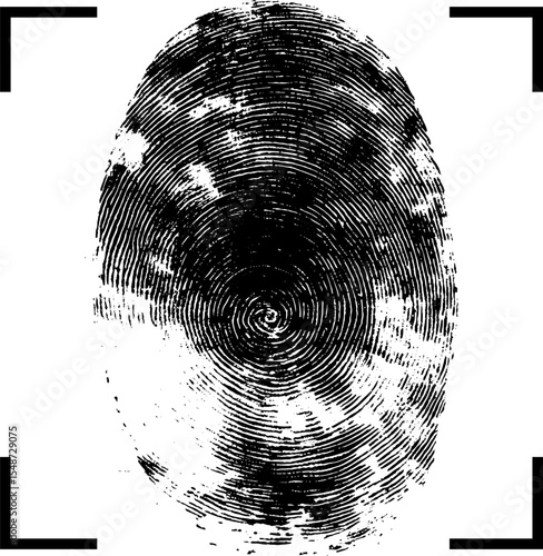 Fingerprint scan icon, black isolated on white background