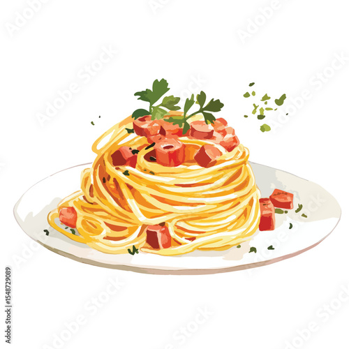 Colorful Artistic Dish of Pasta with Toppings