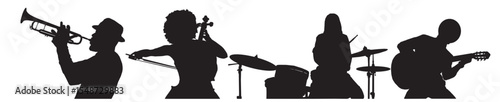 black silhouettes of musicians