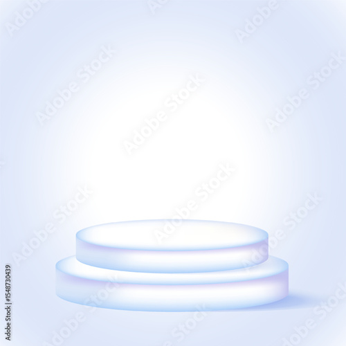 An empty PODIUM in soft pastel pearl colors