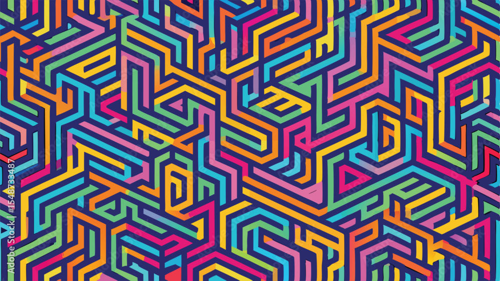Abstract colorful geometric maze pattern design Abstract colorful geometric maze pattern design