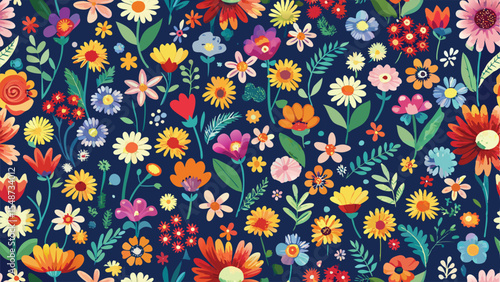 Vibrant floral pattern colorful summer blooms