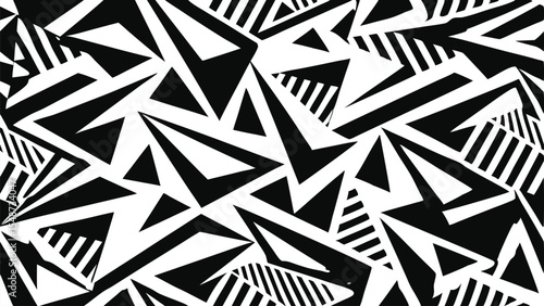 Abstract black and white geometric triangle pattern