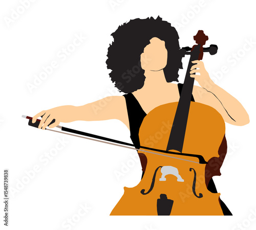 vector illustration of a cello player