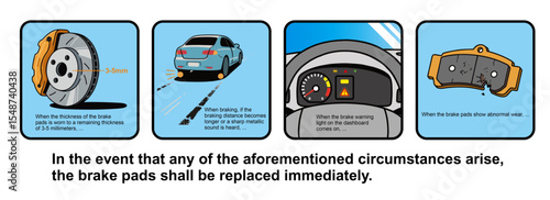 Brake Pad Replacement Warning Diagram for Vehicles