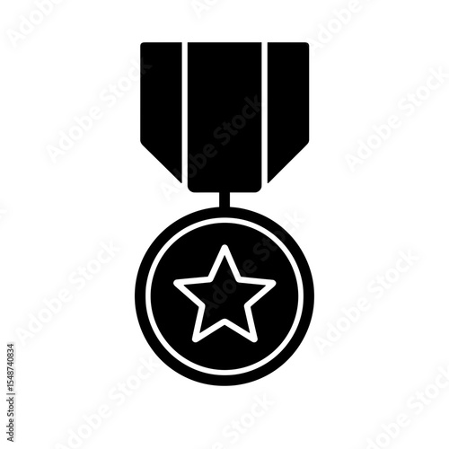Military medal icon filled style representing honor and bravery