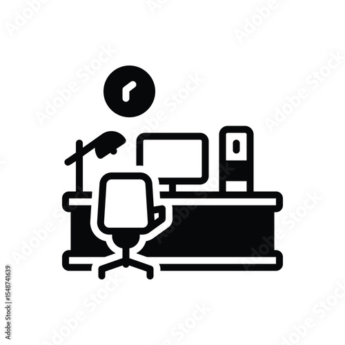 Black solid icon for work place