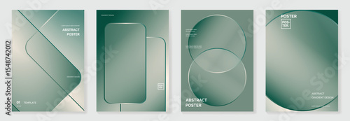 Modern gradient liquid glass poster background vector set.Cover template with perspective geometric prism shape. Ideal design for social media, cover, banner, wallpaper, promotion, ads.