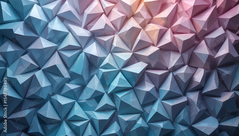 Fototapeta premium Abstract Geometric Low Poly Background - Irregular 3D Triangles with Gradient Lighting