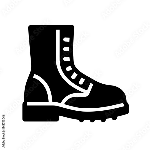 Military boot icon filled style representing soldier equipment and durability