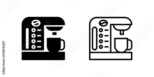 Icon set of coffee maker for brewing hot beverages at home or office