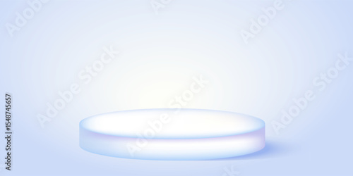 An empty PODIUM in delicate pearl flowers on a delicate background