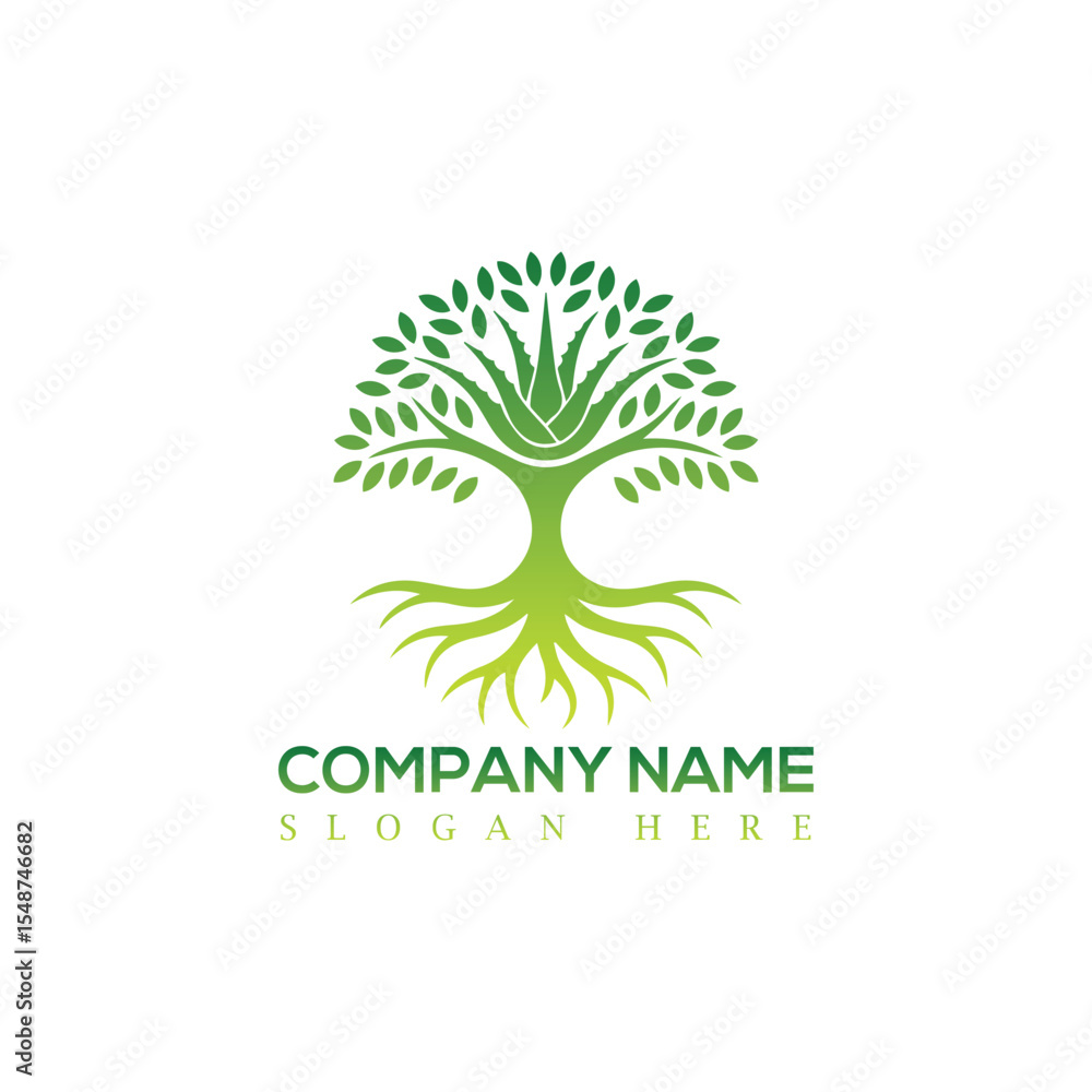 Obraz premium tree aloe logo design