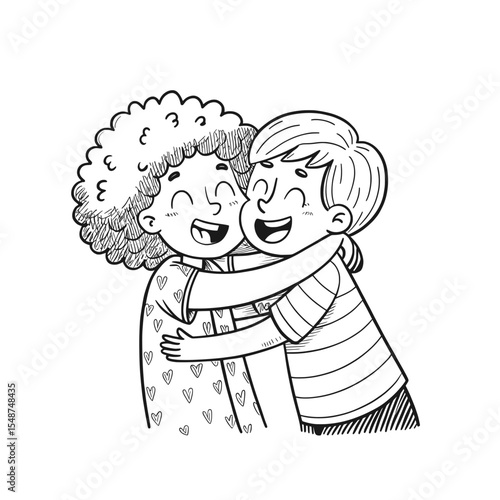 Young couple hugging closely, affectionate and loving relationship – Vector Illustration
