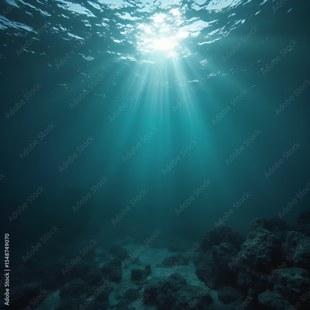 Fototapeta premium Sunlight Rays Underwater in the Ocean