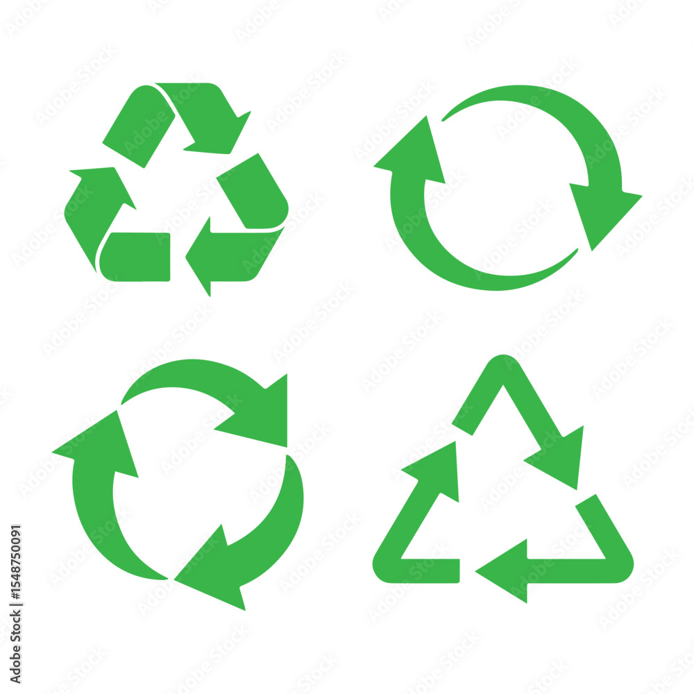 Fototapeta premium Green Recycling and Circular Arrow Icons for Eco-Friendly Sustainability