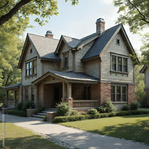 Charming Suburban House with Front Porch