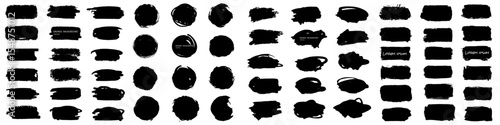 Splash banners set. Black paint stroke background