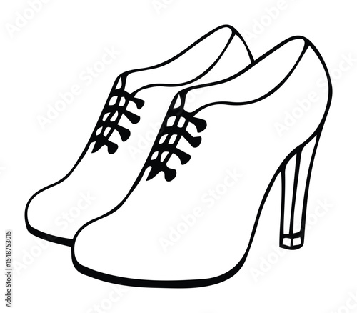 High heel oxford shoes line drawing
