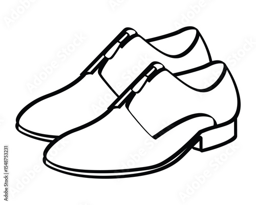 Simple line art drawing of a pair of formal men dress shoes on a white background
