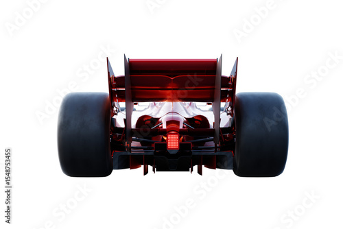 Fototapet 3d rendering red racing car with illuminated rear light on transparent backgroun