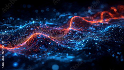Glowing river of data in vibrant hues