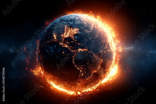 earth burning on fire by generative ai