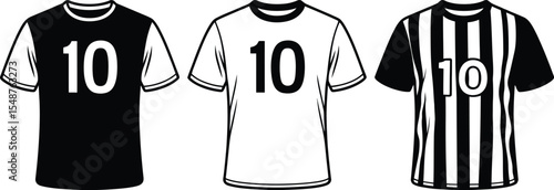 Set of Football Soccer Jersey T-shirts with Number 10 Icon