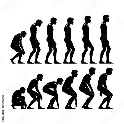 Human evolution stages silhouettes illustration