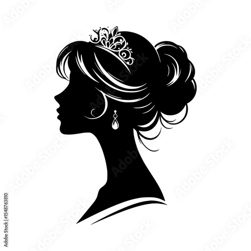 Elegant woman silhouette with updo hairstyle