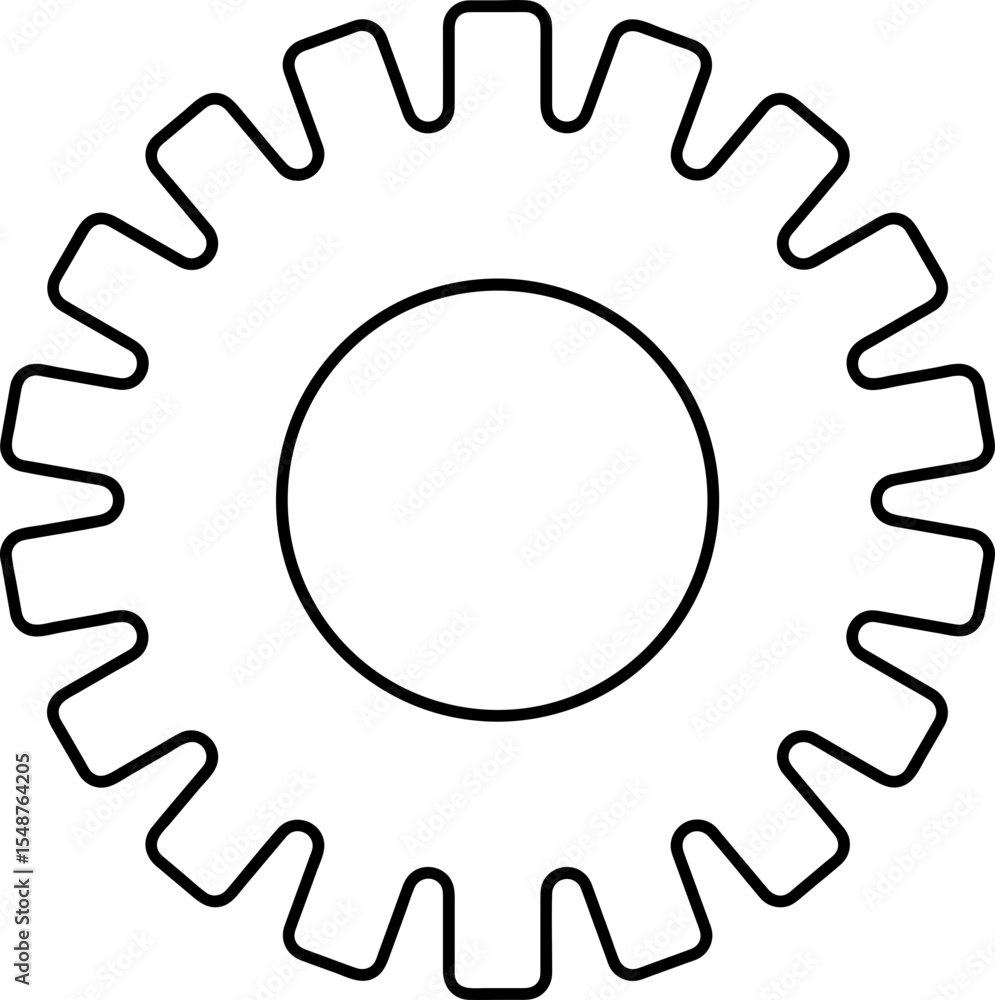 Simple Line Art Gear Cogwheel: Mechanical Engineering Design Element Simple Line Art Gear Cogwheel: Mechanical Engineering Design Element