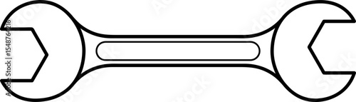 Open-End Wrench Line Art:  Simple Tool Illustration