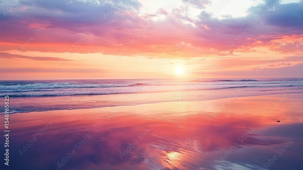 Fototapeta premium A breathtaking sunset over a tranquil beach