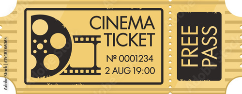 Cinema ticket free pass vector illustration