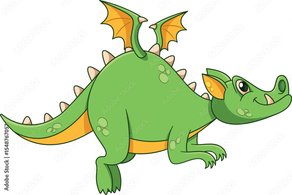 Naklejka premium Funny dragon fantasy monster flying