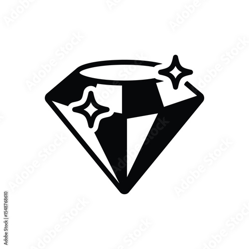 Black solid icon for diamond