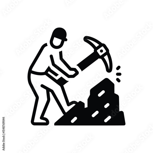 Black solid icon for mining