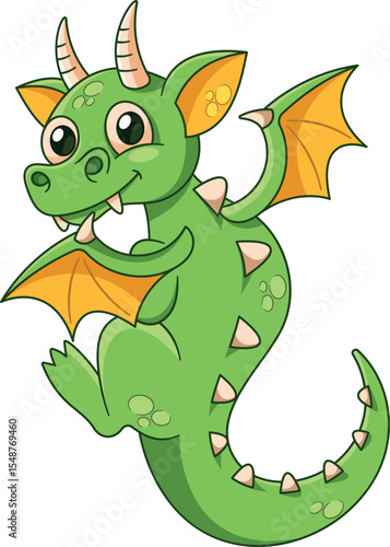 Fantasy lovely dragon vector illustration