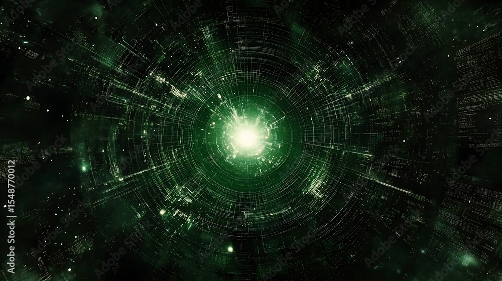 Obraz premium Futuristic green tunnel