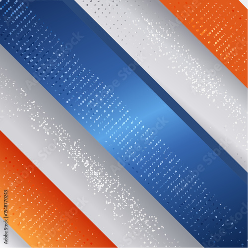 halftone speckles fading over glossy enamel in cobalt blue burnt orange platinum