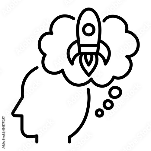 Conceptual icon of ambitious ideas, goal setting, and motivation. Symbolizes innovative thinking and a breakthrough mindset for personal growth and success.