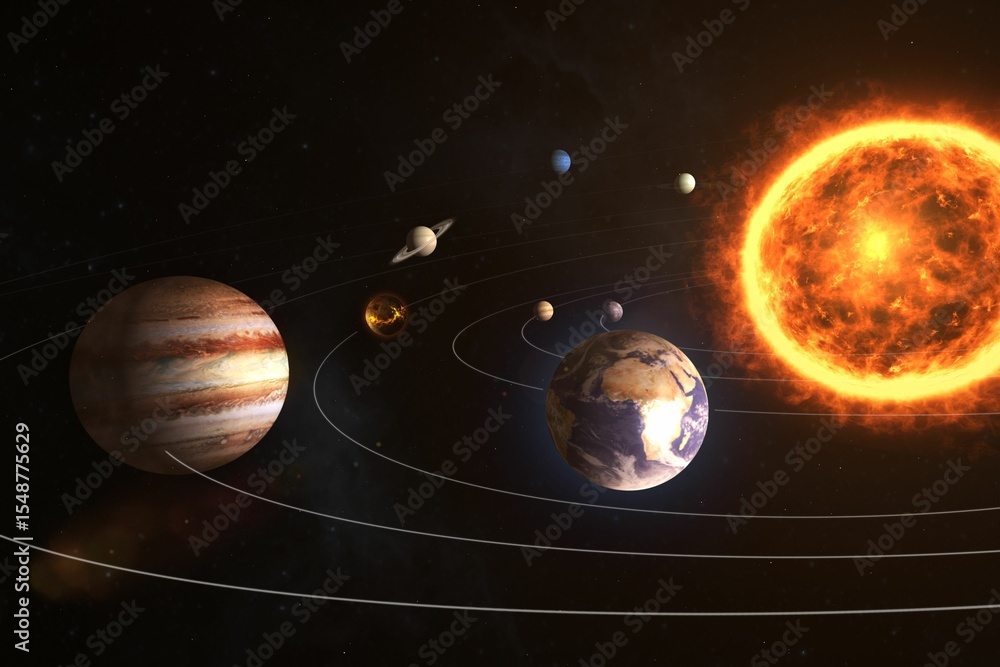 Obraz premium Digital composite image of solar system