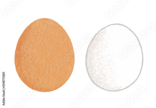 シンプルな卵のイラスト　玉子　赤たまご　白たまご　egg　たんぱく質