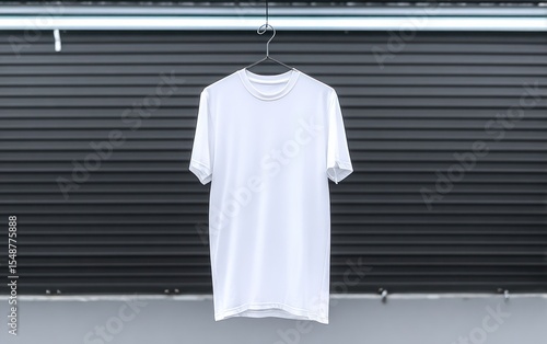 White t-shirt hanging on clothesline