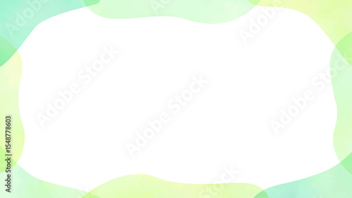 水彩風　柔らかい形の爽やかな緑のフレーム