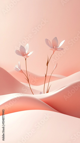 a mininimalist dynamic abstract liquid display 3d design on vertical background