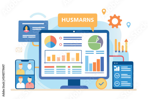 Colorful digital workspace showcasing data analysis and collaboration techniques for effective project management