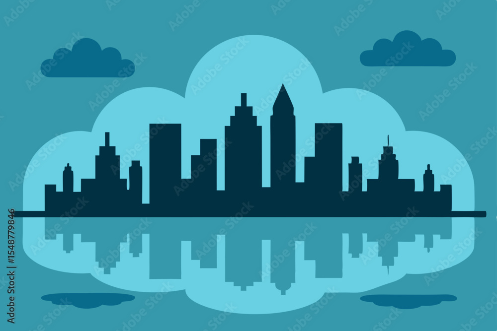 Naklejka premium vector illustration of city skyline