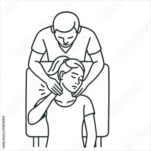 Massage therapy for neck pain Minimalist Editable Vector
